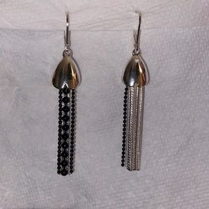 Silver and Black Dangle Earrings